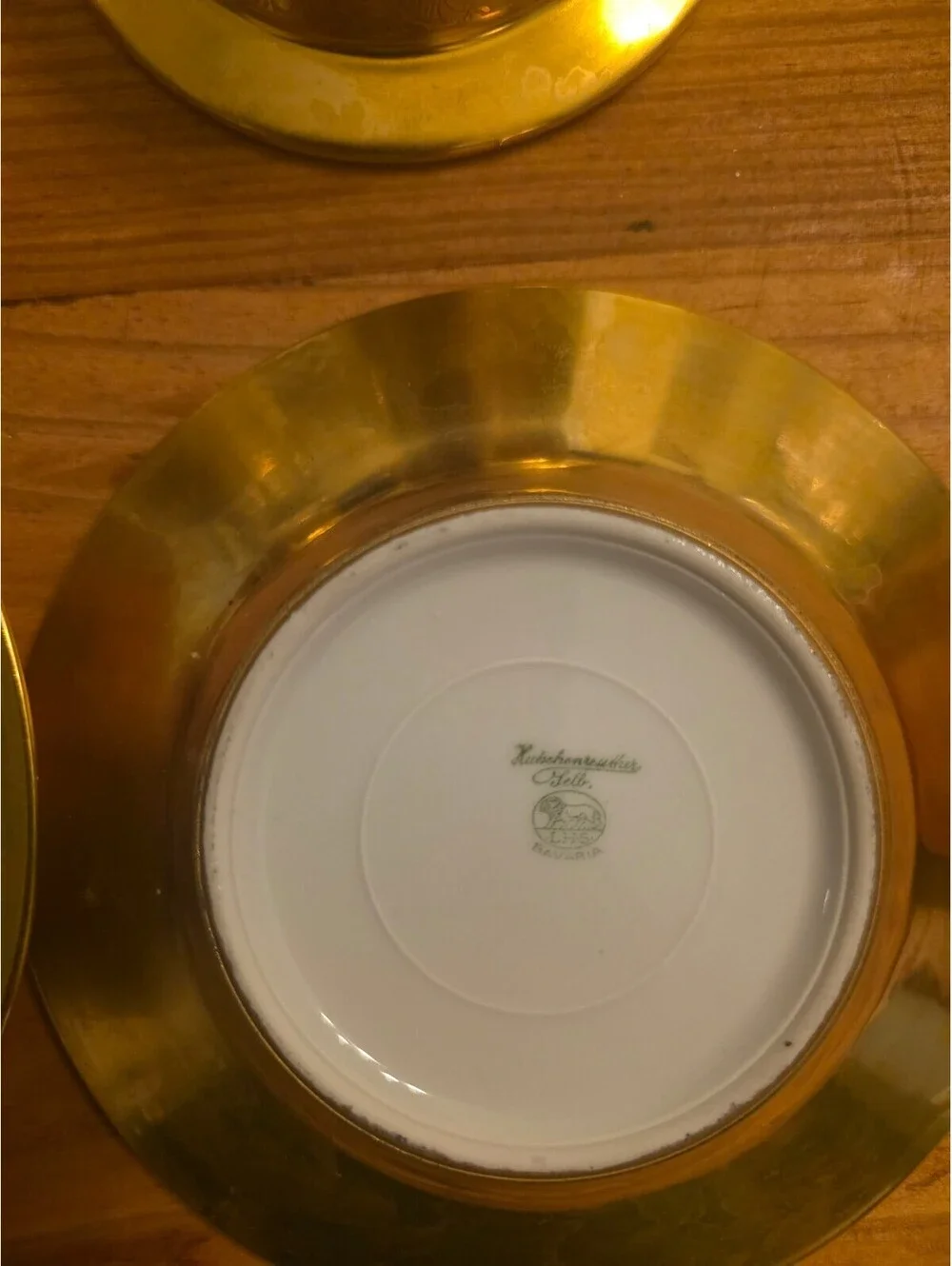 Kutschenreuther Selb Bavaria Gold Floral Porcelain Saucer Plates Set of 2